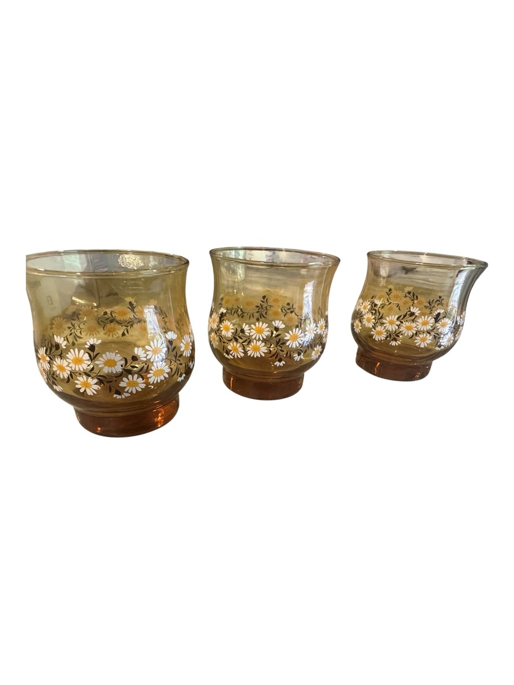 1970s Vintage Libbey DAISY Tulip Glassware Beverage 12.5oz #859 Glasses set of 3